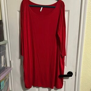 42pops Red 3/4 Sleeve Casual Dress